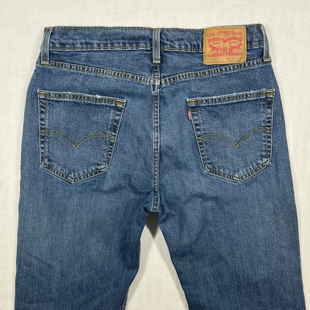 Levi's 527 Slim Bootcut Jeans Mens 33x32 (Fits 32x31) Blue Medium Wash Denim